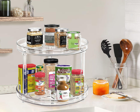 Adoco lazy susan rotates smoothly on stainless steel bearings for effortless reach.