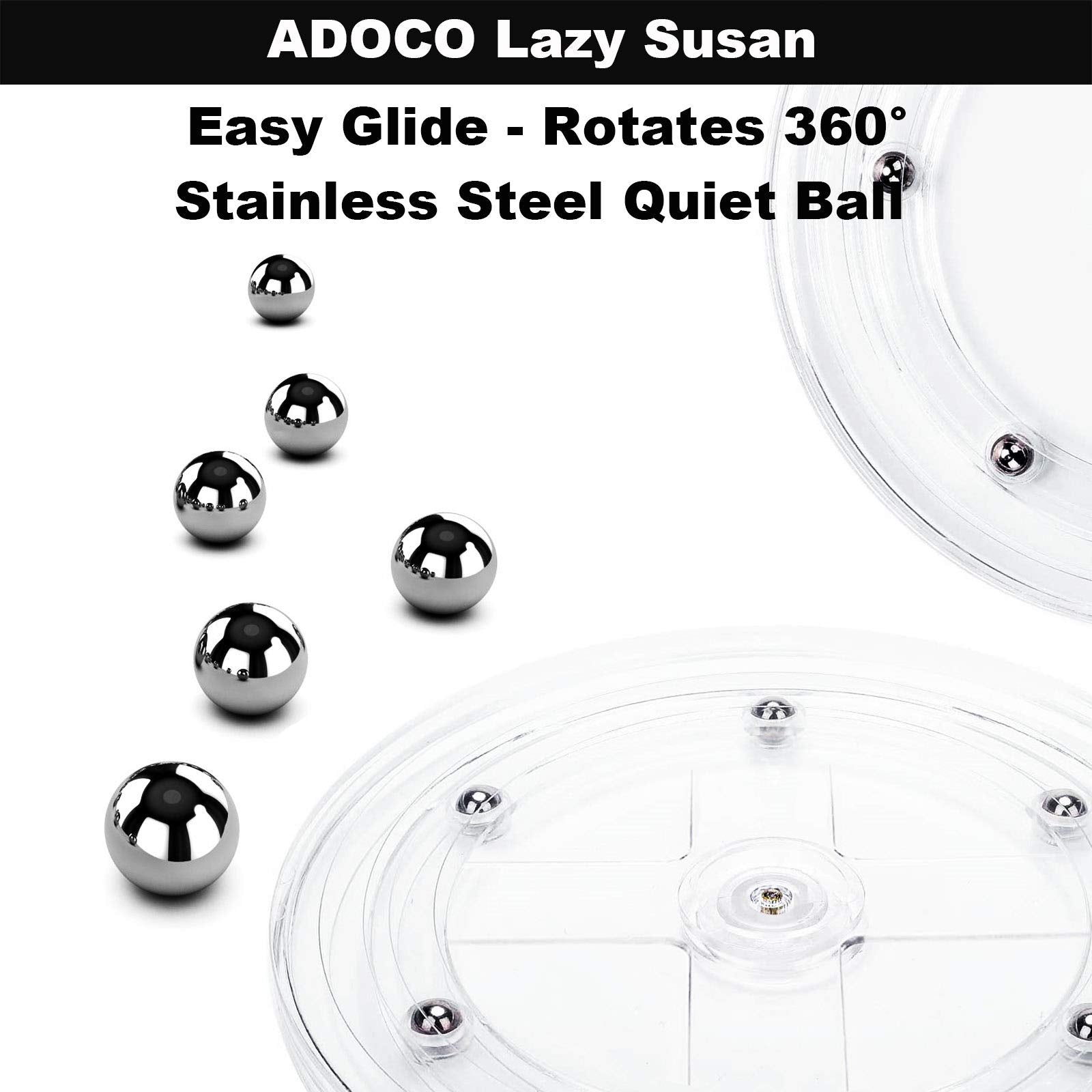 Adoco 2-tier lazy susan on pantry shelf maximizes storage in tight spaces.