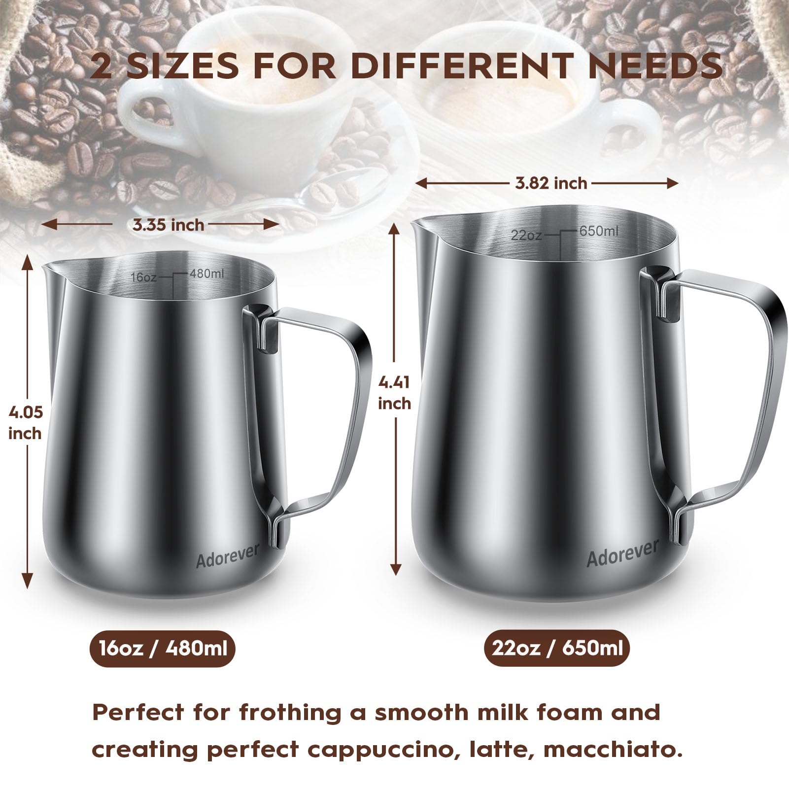 Adorever latte art pen included to create decorative patterns.