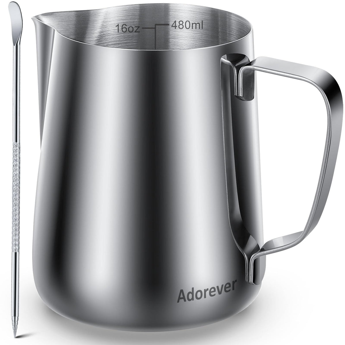 Adorever milk frothing pitcher 16oz for smooth steaming and latte prep.