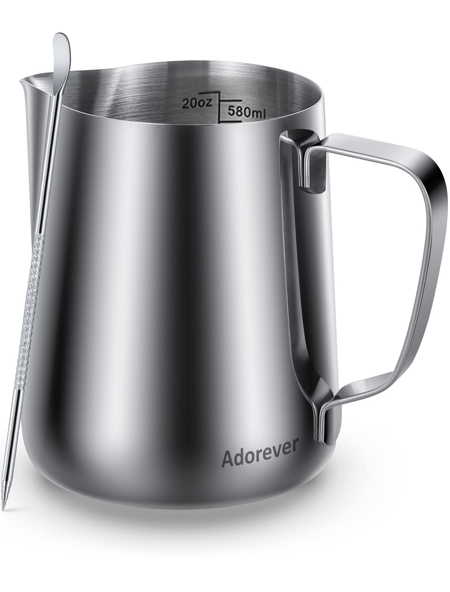 Adorever milk frothing pitcher 20oz for smooth frothed milk.