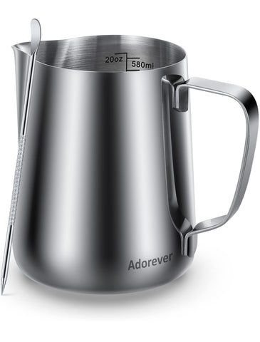 Adorever milk frothing pitcher 20oz for smooth frothed milk.