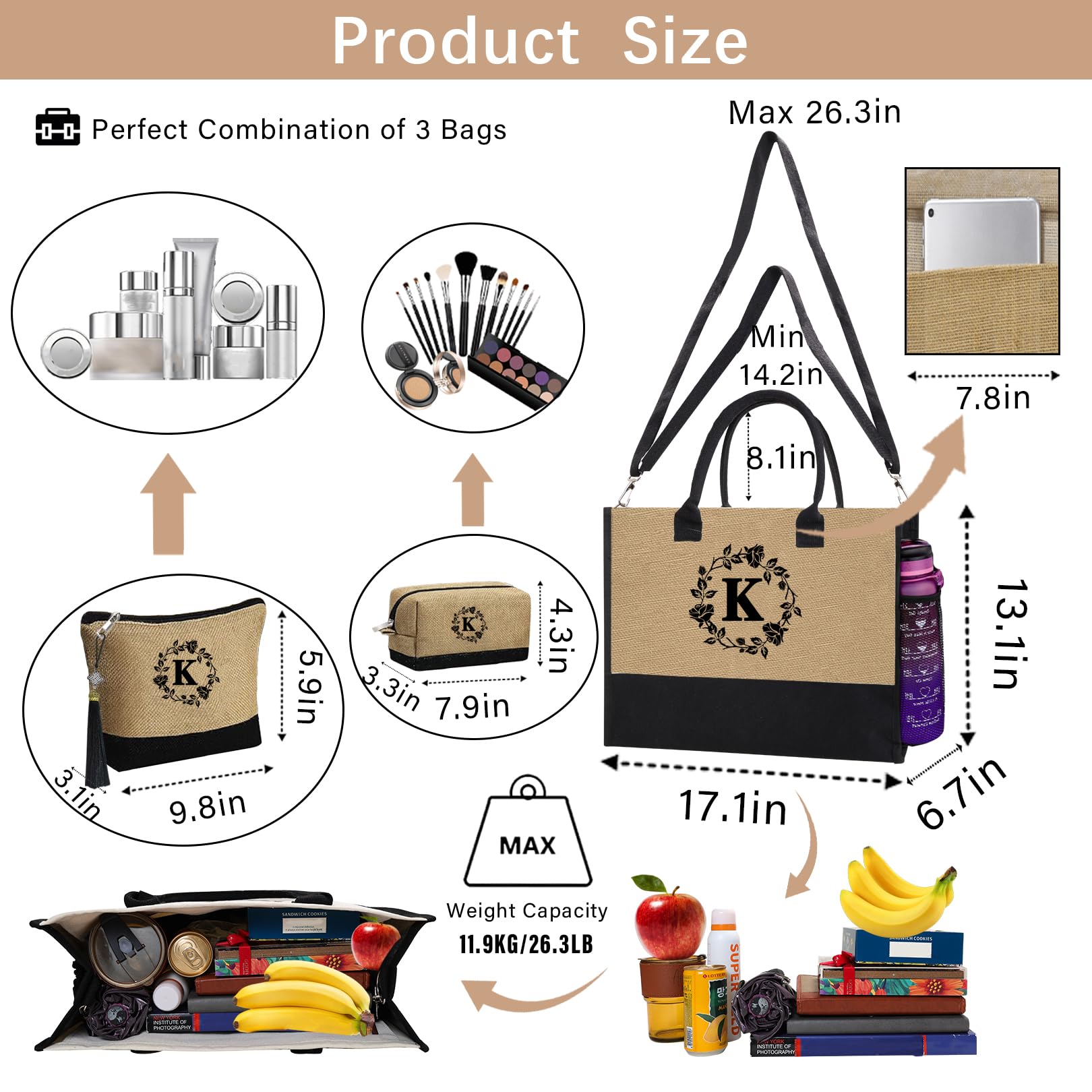 Adoryoung tote includes inner pocket and side pocket for organization.