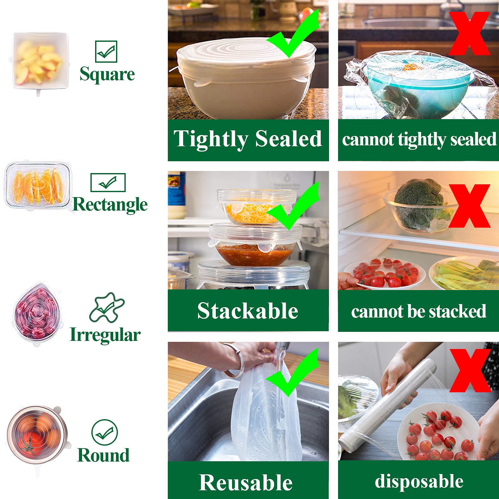 Adpartner 12-pack provides six sizes to fit bowls, jars, mugs, and more.
