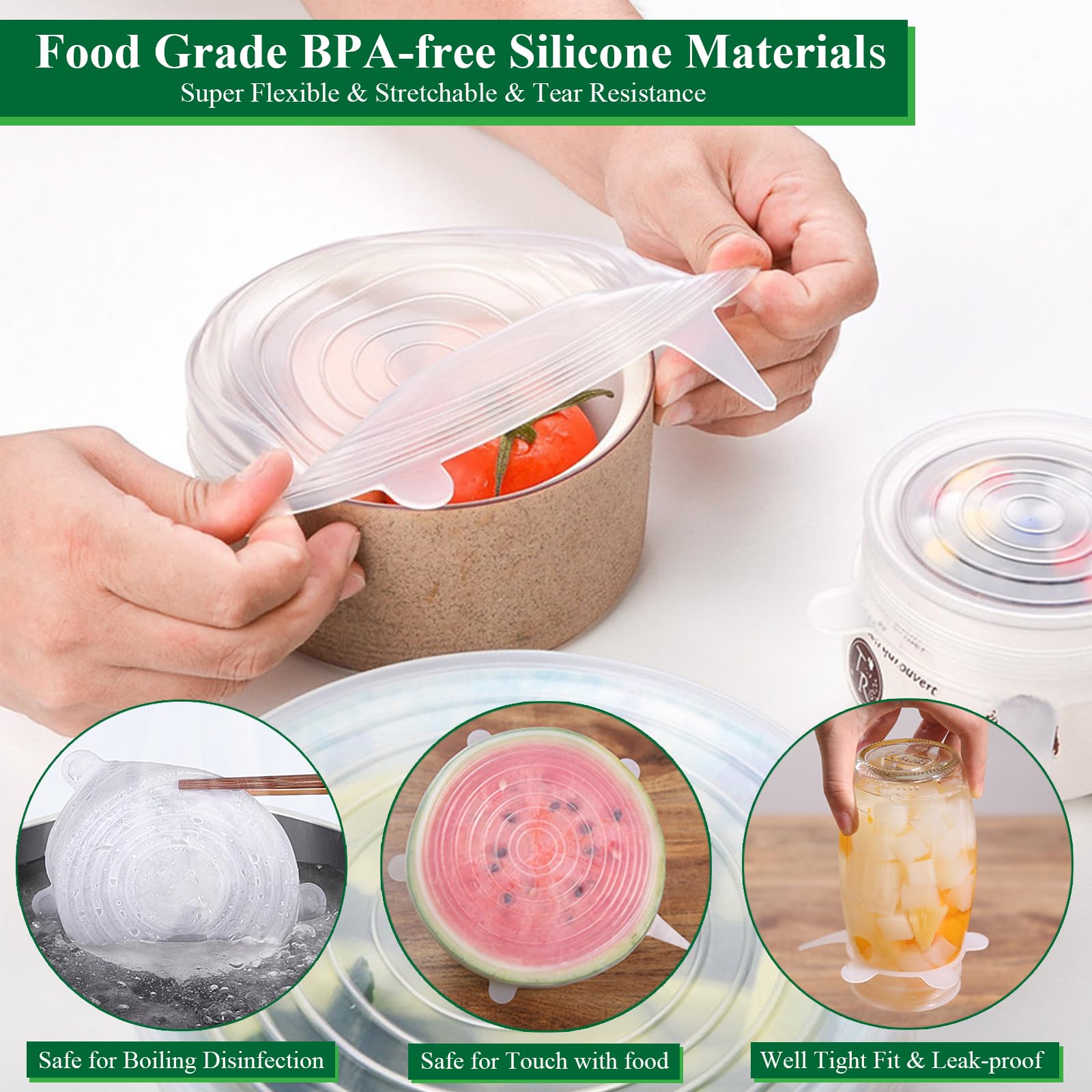 Adpartner reusable silicone lids are dishwasher safe for easy cleanup after meals.
