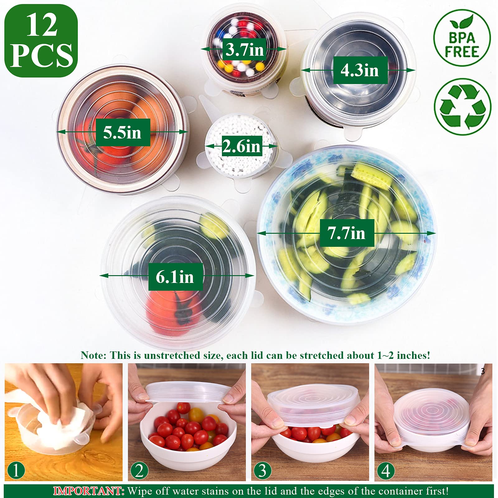 Adpartner silicone stretch lids cover various containers with a flexible seal to reduce waste.