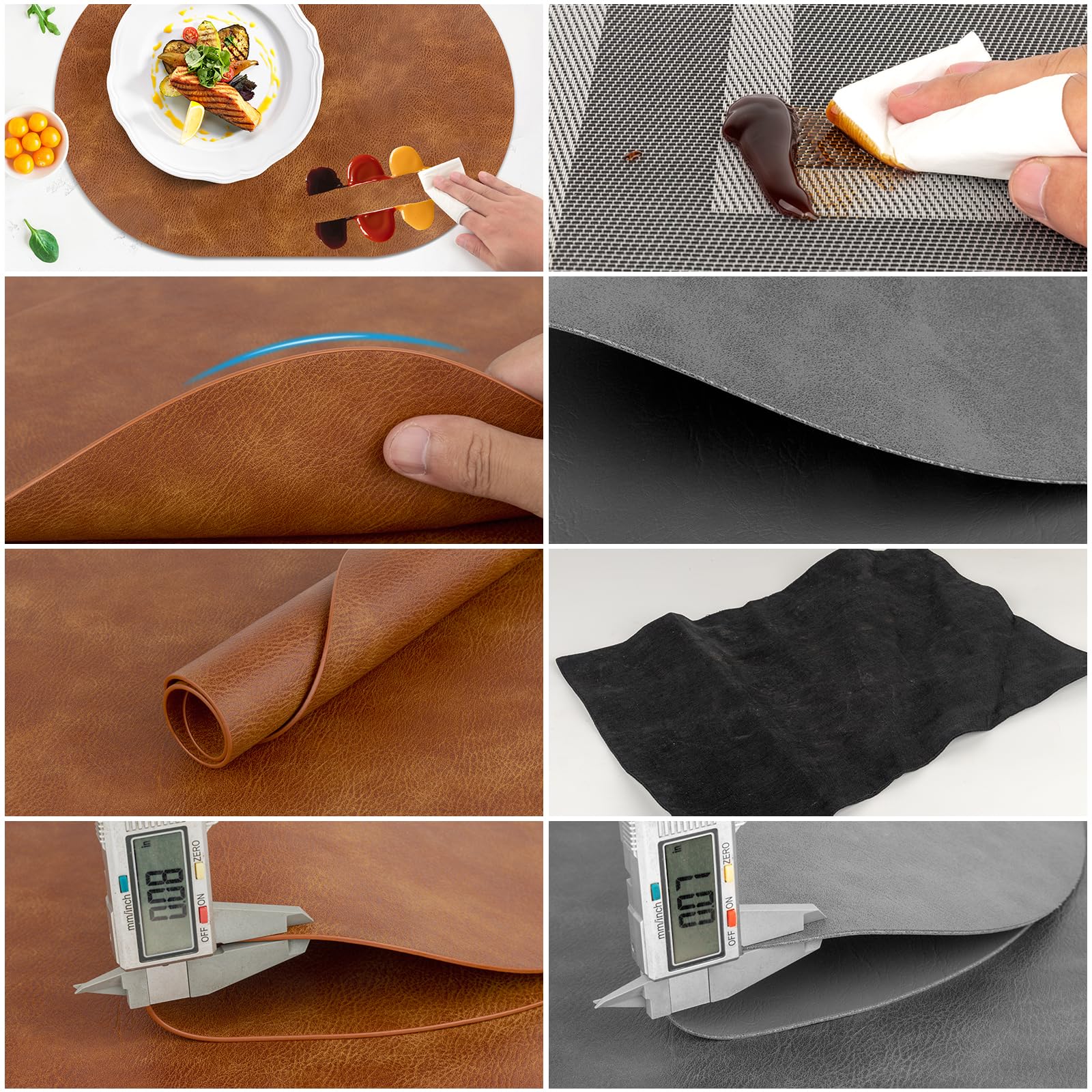 ADRIMER placemats set of 8 displayed for coordinated dining in turmeric brown.