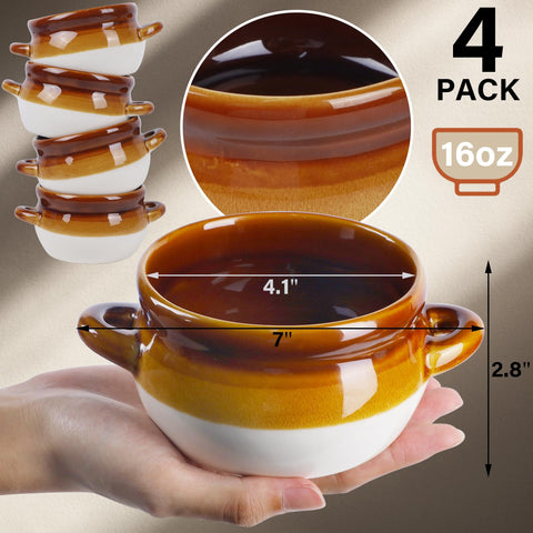 Adroiteet 16oz soup crocks with handles for easy transport.