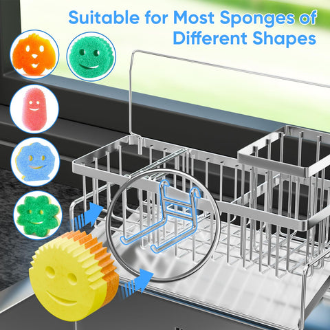 Adurei kitchen organizer with generous space for soap and sponges