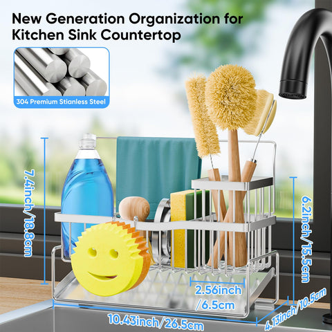 Adurei self-draining design dries sponges and keeps counter tidy