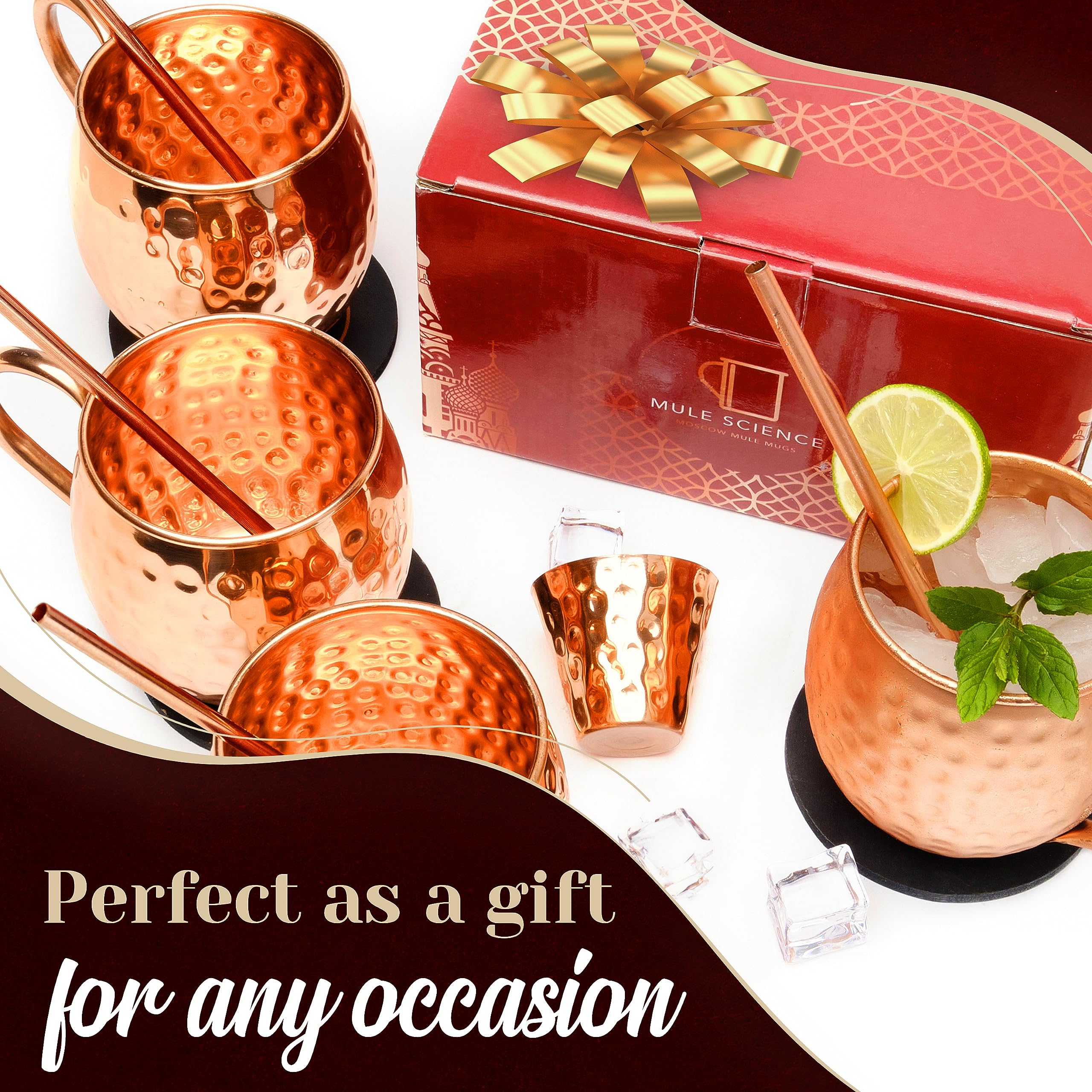 Hammered copper mugs close-up by Advanced Mixology