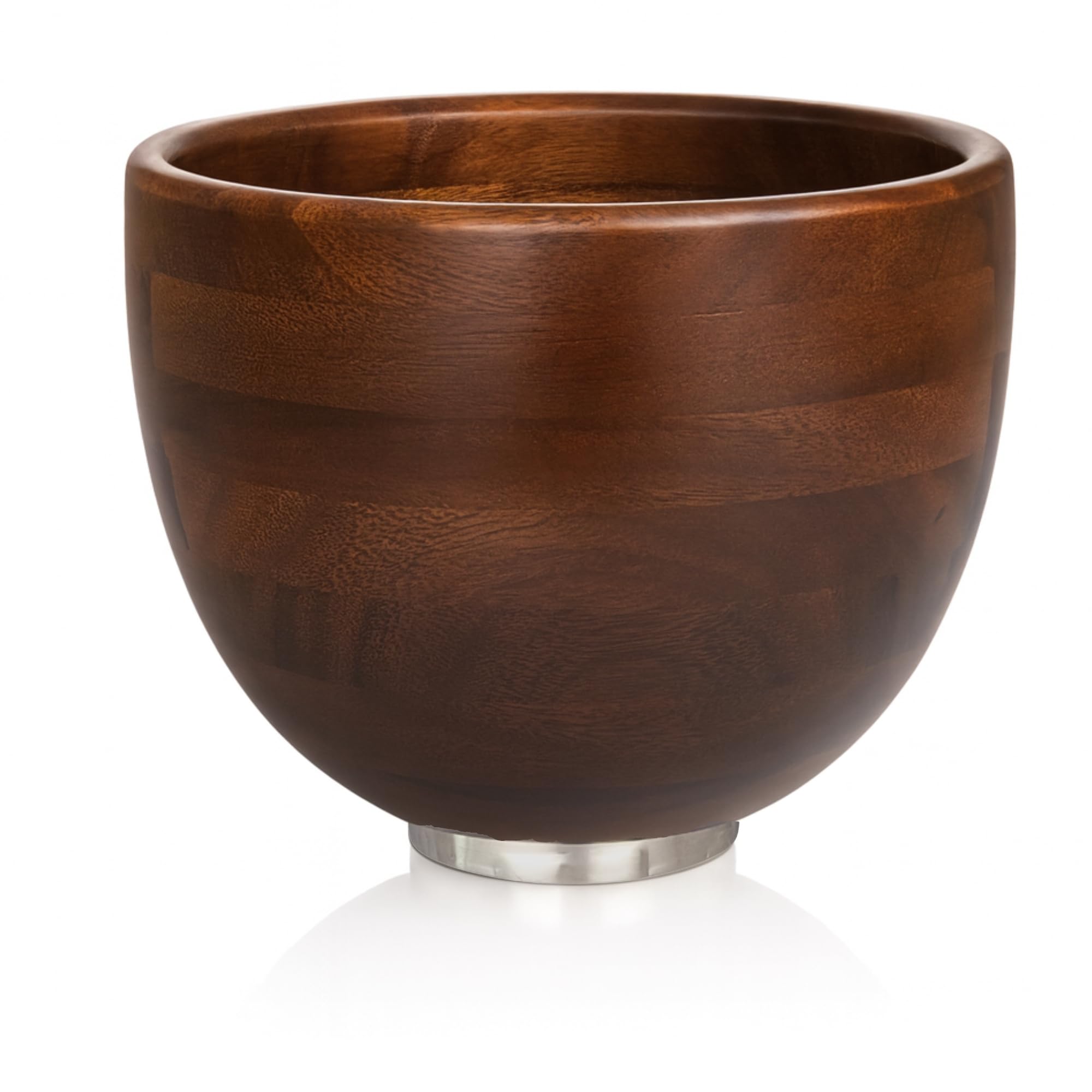 ADVANCEDSIL premium walnut wood mixing bowl with stainless steel interior for durable performance.