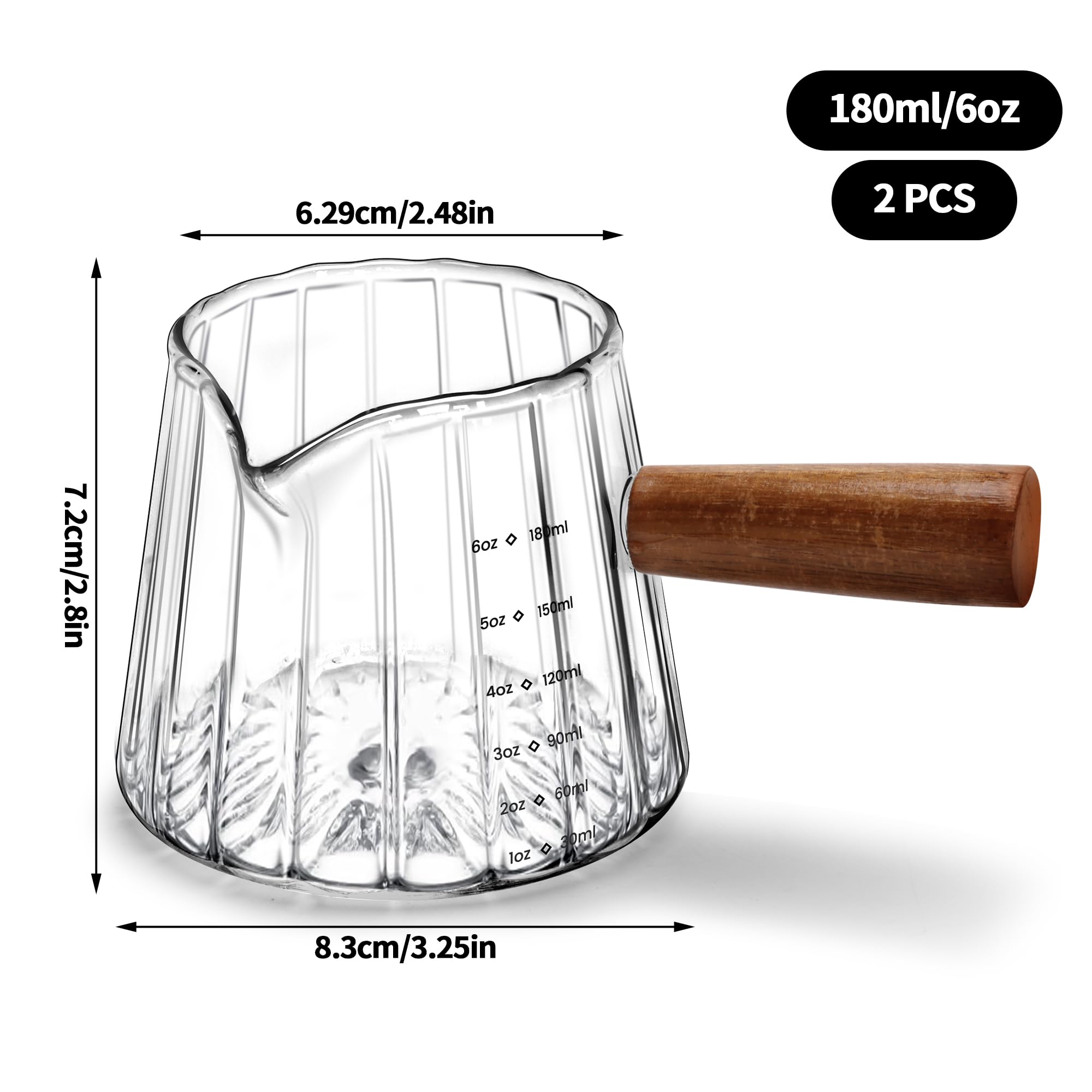 Aecsze glass espresso cup with drip-free pour spout for clean servings.