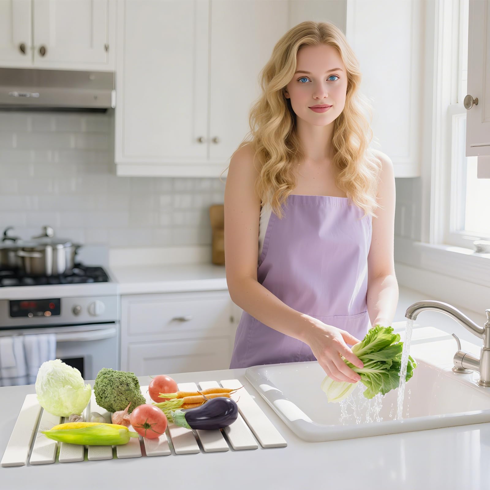 AEFLM diatomite absorbent drying mat quickly soaks up moisture.