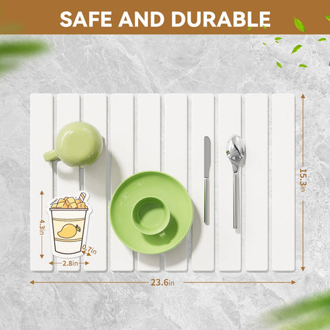 AEFLM stone-textured kitchen mat helps keep counters neat.
