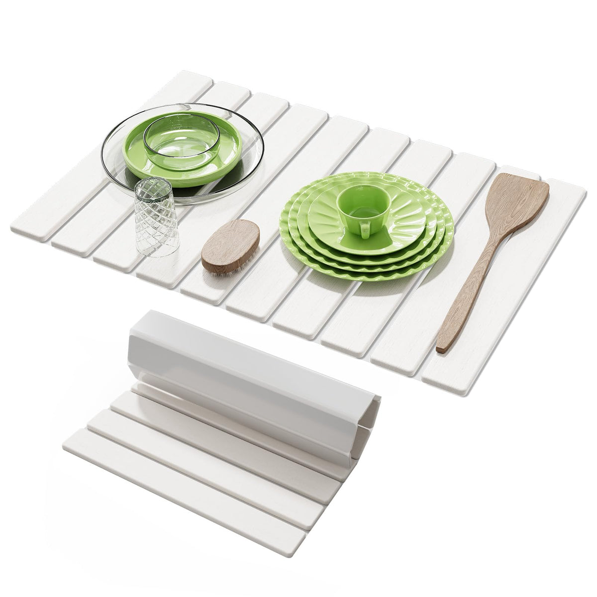 AEFLM large stone drying mat for dishes keeps countertops dry and organized.