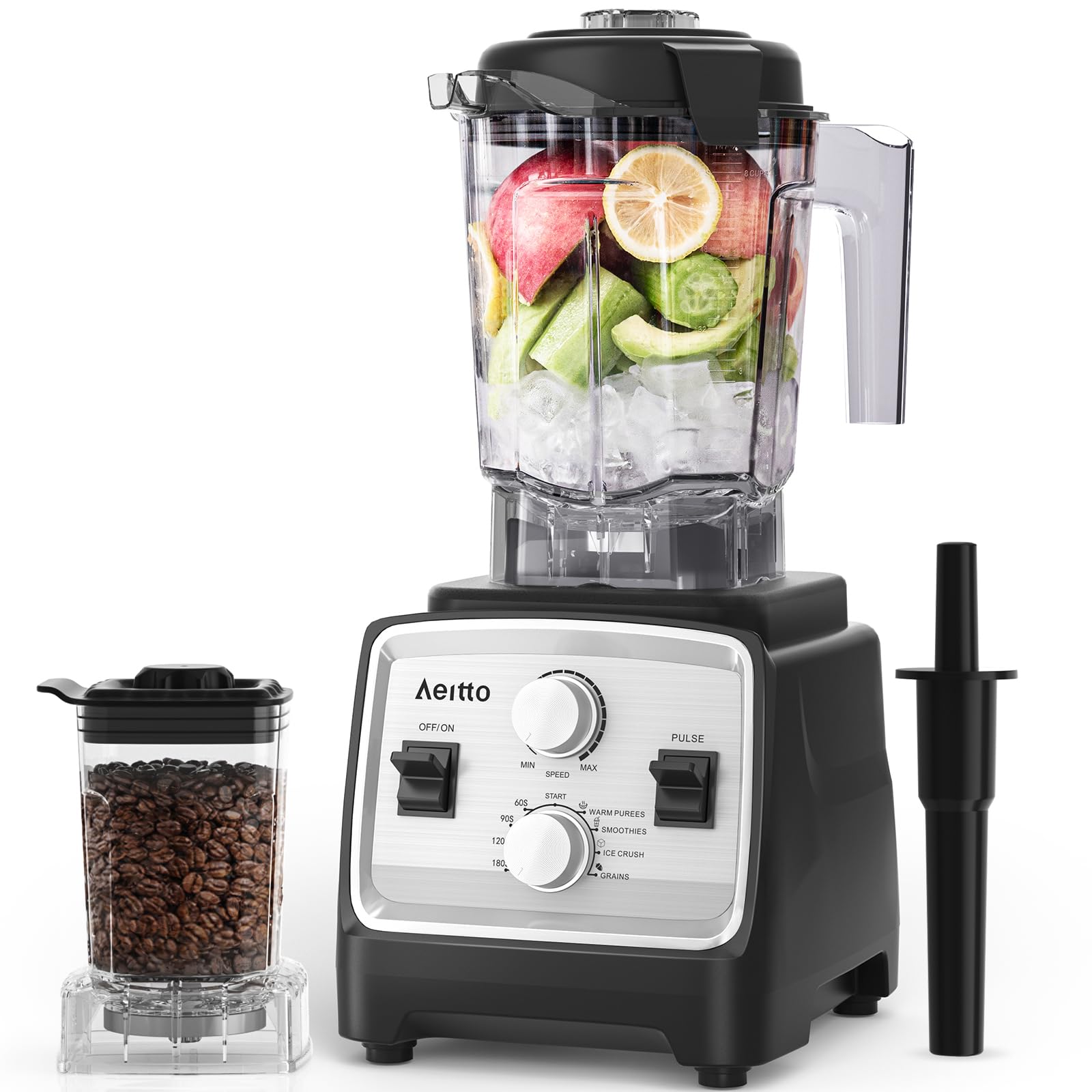 Aeitto blender 1800W motor for quick smoothies and ice crushing.