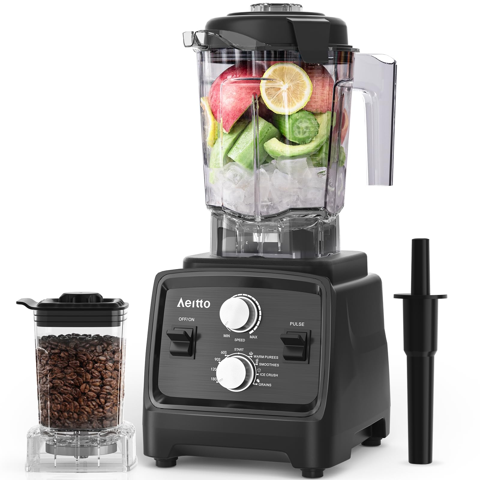 Aeitto blender 1800W motor powers quick smoothies.