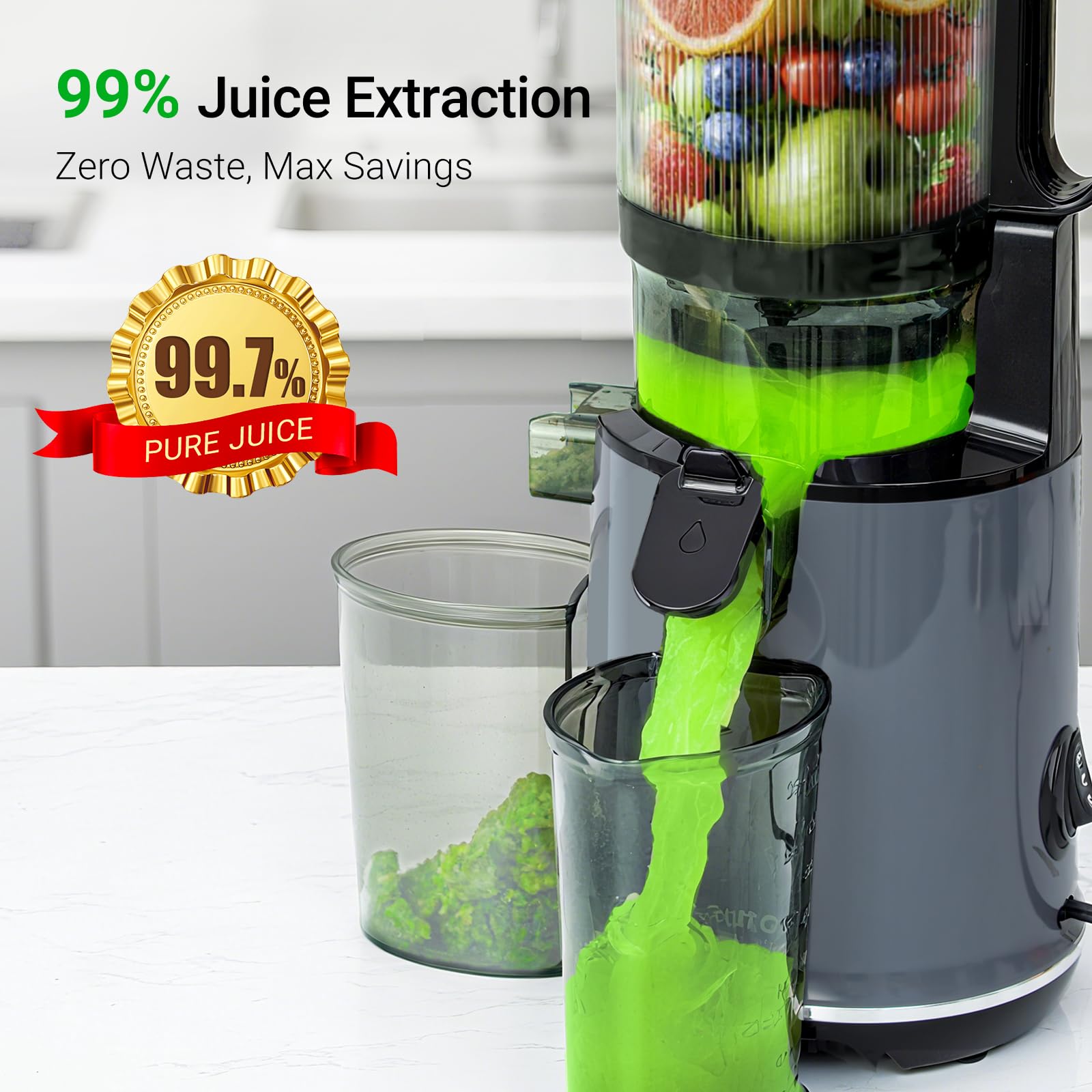 Aeitto slow juicer operating at 50 RPM to minimize heat