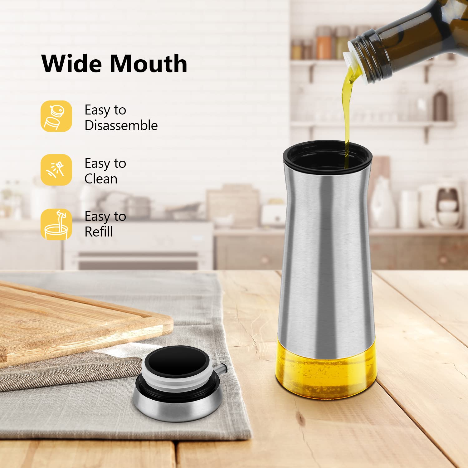 Aelga brushed stainless-shell provides durable, elegant kitchen storage.