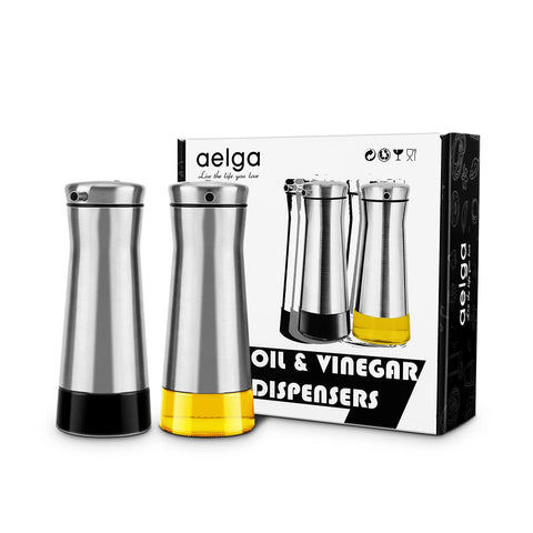 Aelga kitchen-dining dispenser set enhances counter decor and practicality.