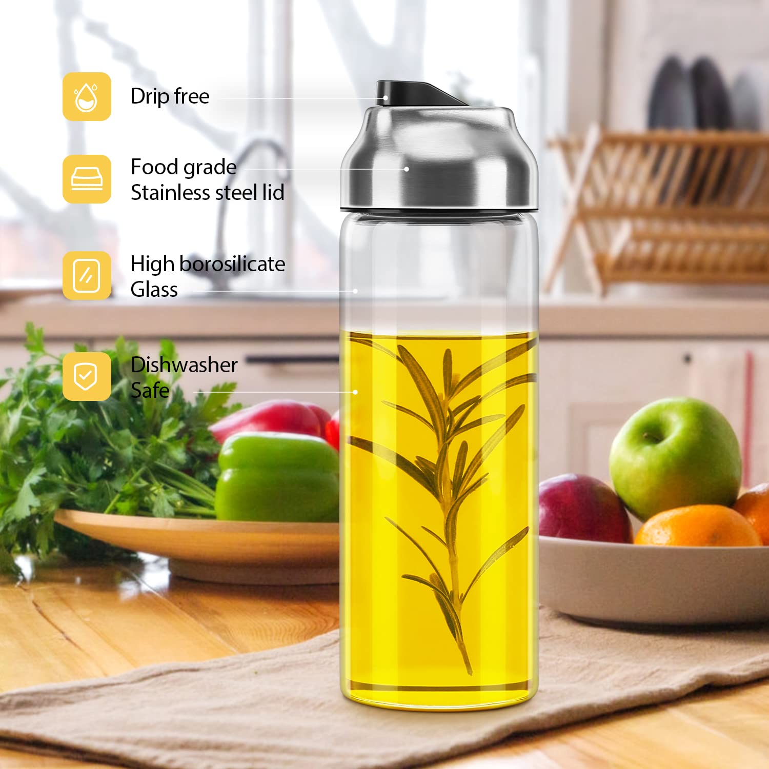 Aelga sealed mosquito-proof lid helps preserve oil freshness between uses.