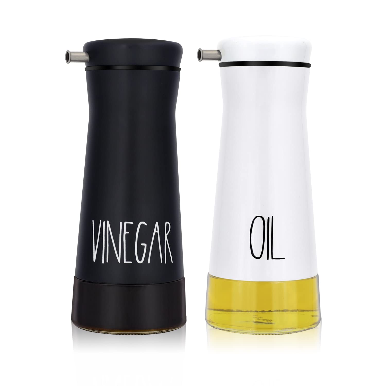 Aelga oil dispenser no-drip white design for mess-free pouring.