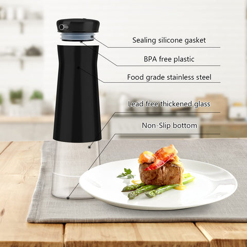 Aelga olive oil and vinegar dispensers work with multiple sauces for versatile kitchen use.