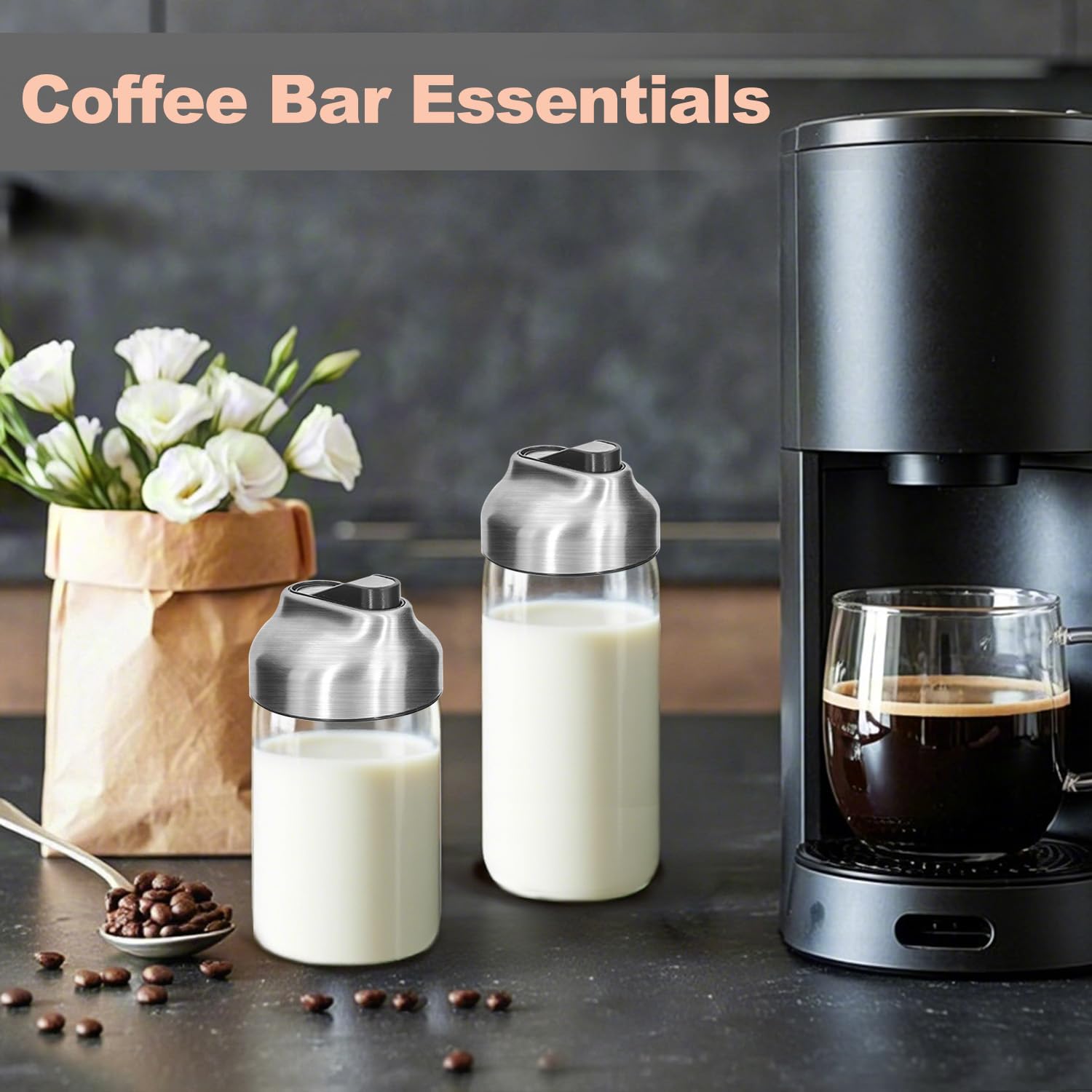 Aelga pack of two glass dispensers for creamer and sugar