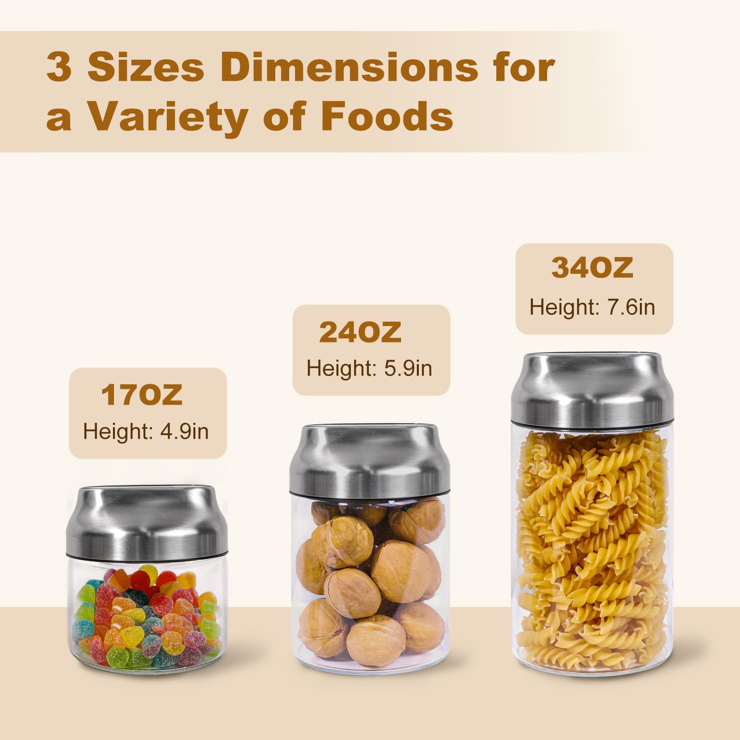 Aelga versatile storage for nuts, cereal, sugar, or rice and more.
