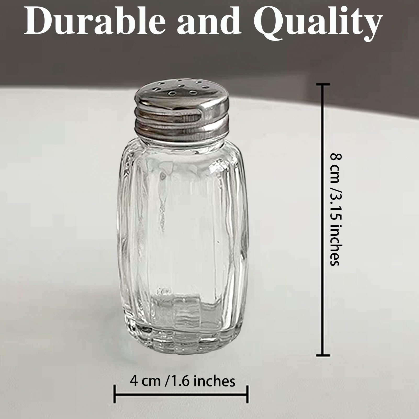 Aellabus small glass salt shaker with compact design ideal for drawers and counters.
