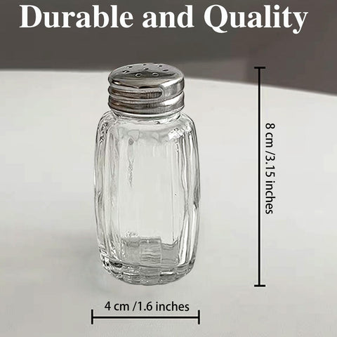 Aellabus small glass salt shaker with compact design ideal for drawers and counters.