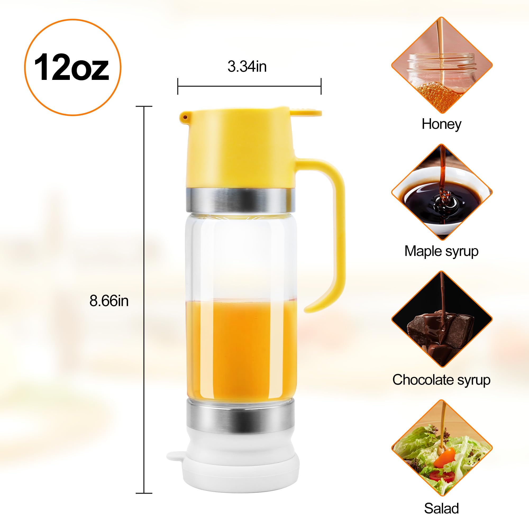 Aeloer honey pot jar with handle provides easy-grip, ready-to-pour.