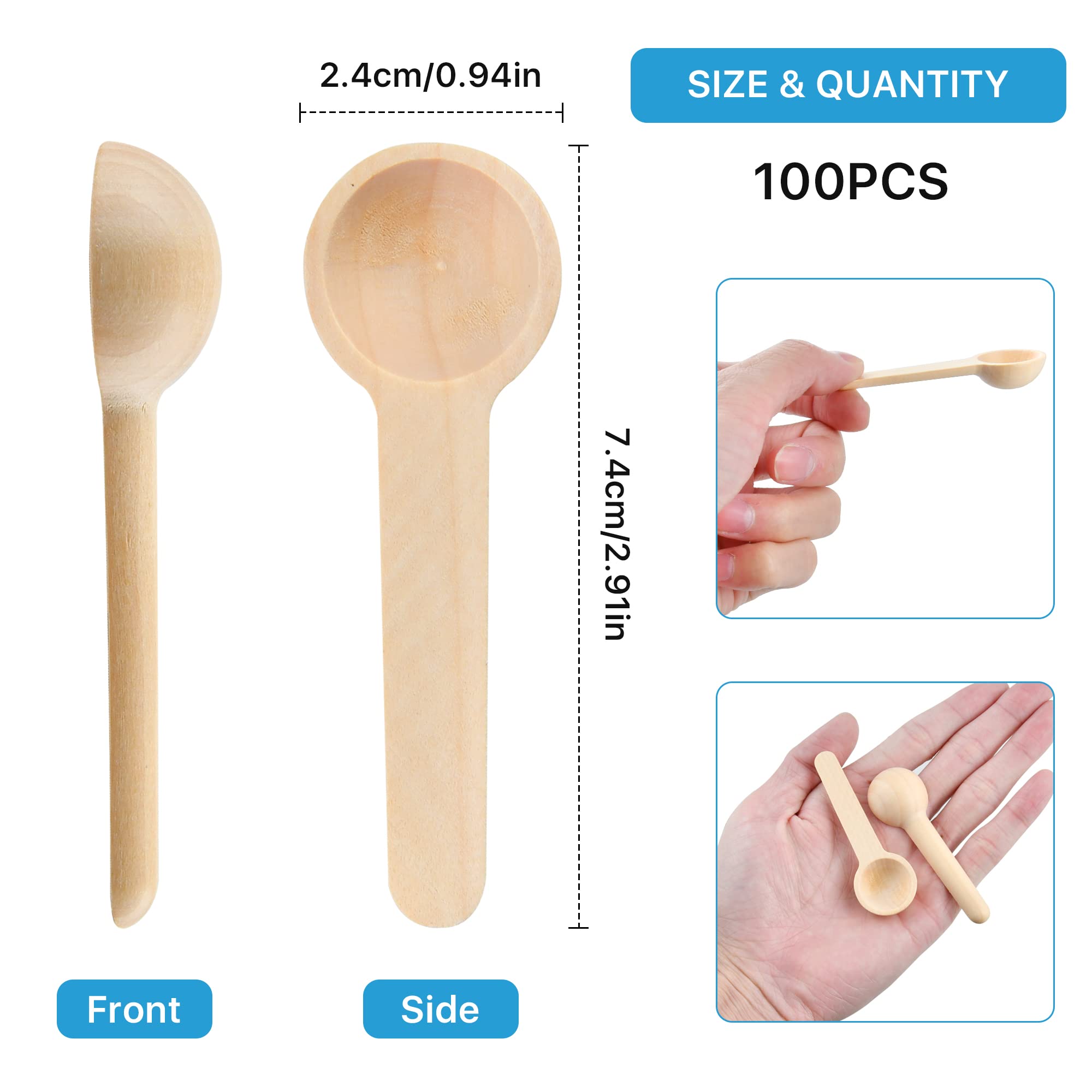 Aemygo mini wooden spoons with polished finish for safe food contact.