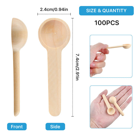 Aemygo mini wooden spoons with polished finish for safe food contact.