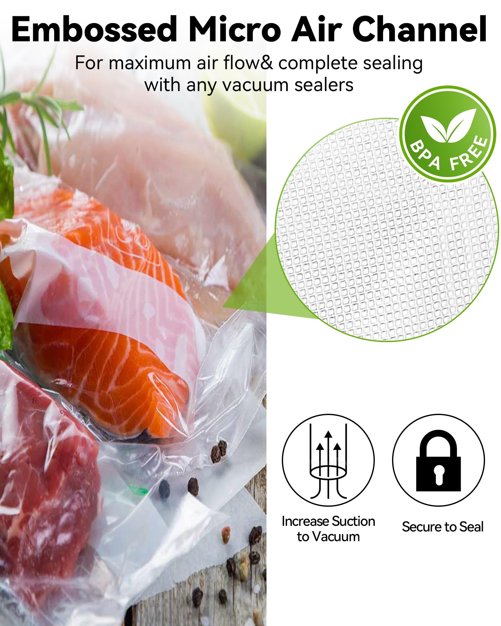 AENTGIU 4mil front panel provides strong protection against air and freezer burn.