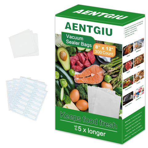 AENTGIU 8x12 front-view bag shows a tight seal to preserve freshness.