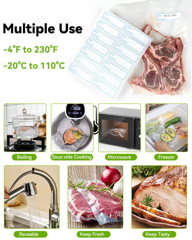 AENTGIU stacked bags demonstrate space-efficient, reusable freezer storage.