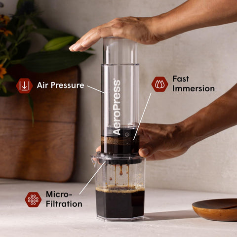AeroPress XL compostable filter performance closeup illustrating cleaner-tasting cups and less bitterness.
