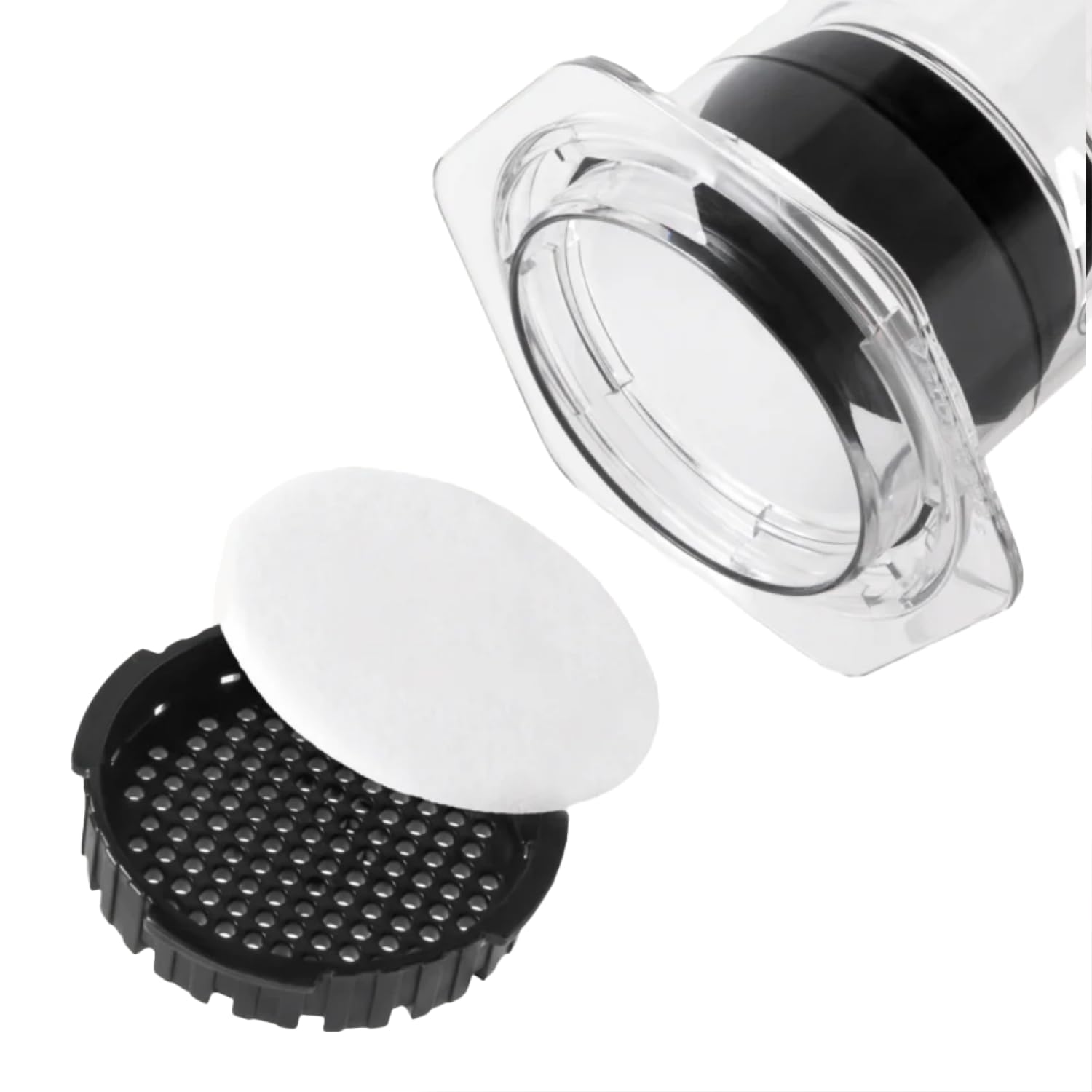AeroPress XL manual coffee maker with filters on display for XL-size compatibility.