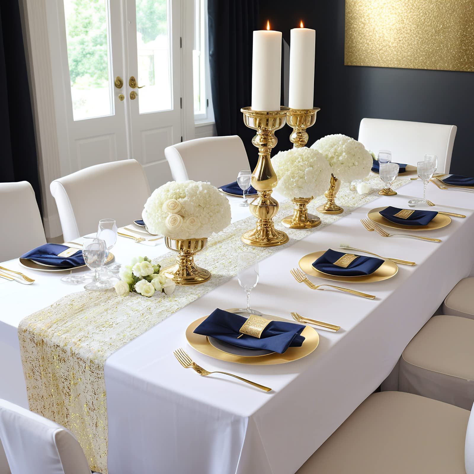 AerWo boho gold table decor pairs with linens for chic event styling.