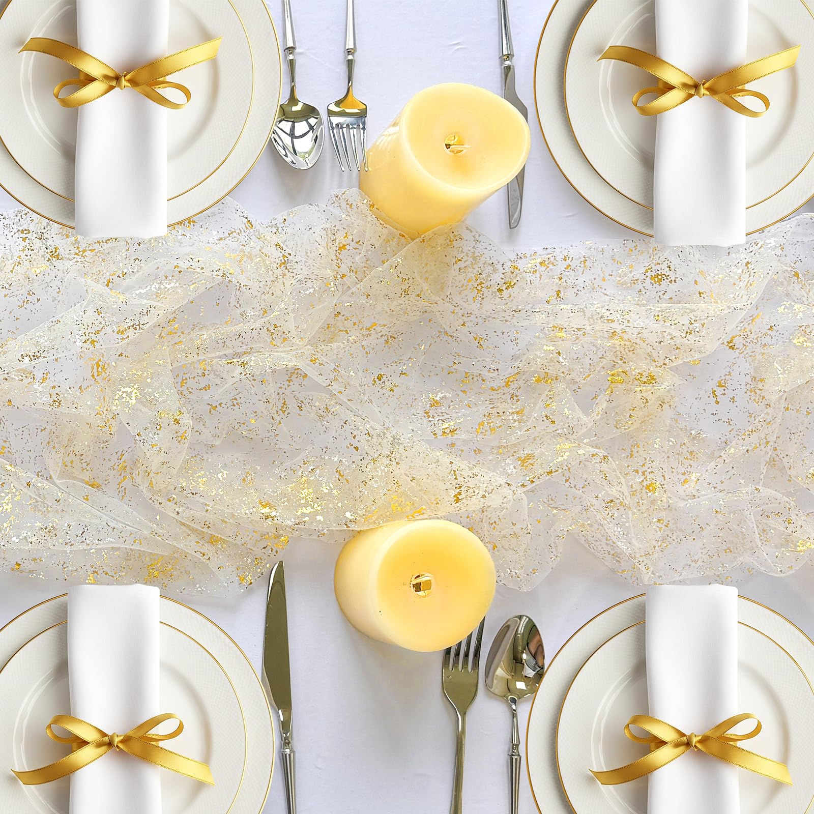 AerWo bridal shower table decor adds festive metallic shimmer.