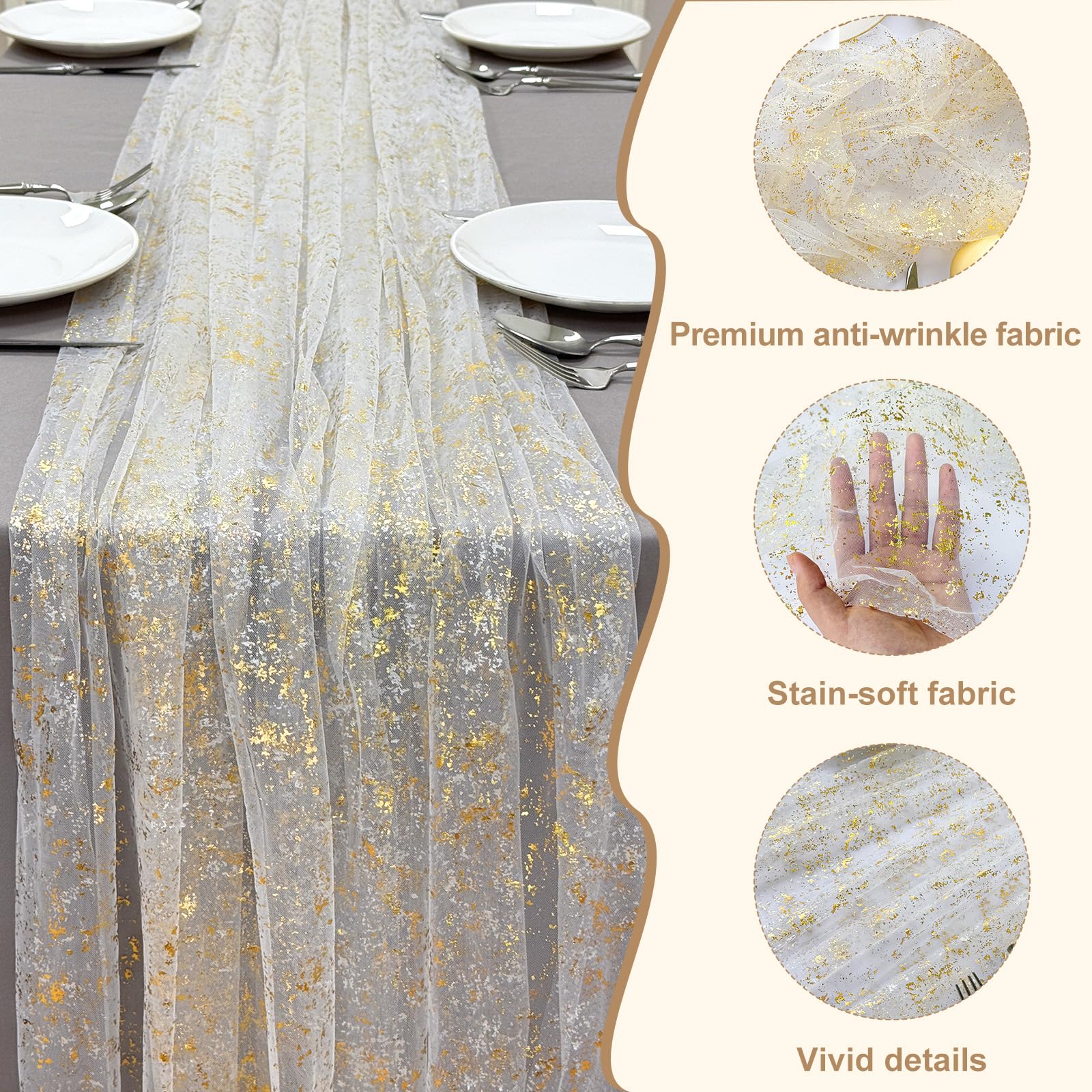 AerWo gold foil sequin table runner elevates any celebratory setup.