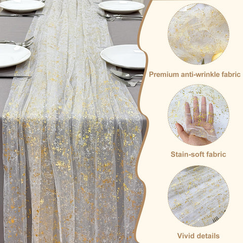 AerWo gold foil sequin table runner elevates any celebratory setup.