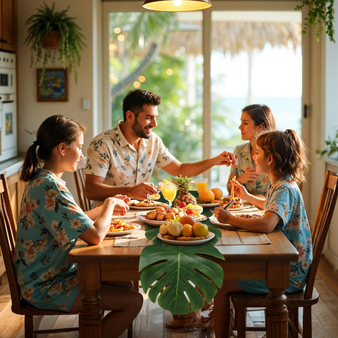 AerWo durable polyester runner resists stains for repeated tropical entertaining.