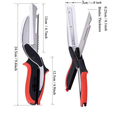 Aesmillion multi-function scissors functioning as chopper and slicer.