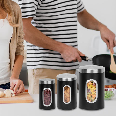 AEUNKIUO 3-piece set helps organize dry foods in cabinets and countertops.