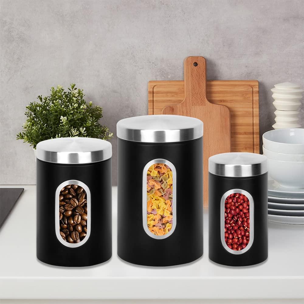 AEUNKIUO stainless steel lid on each canister enables smooth opening.