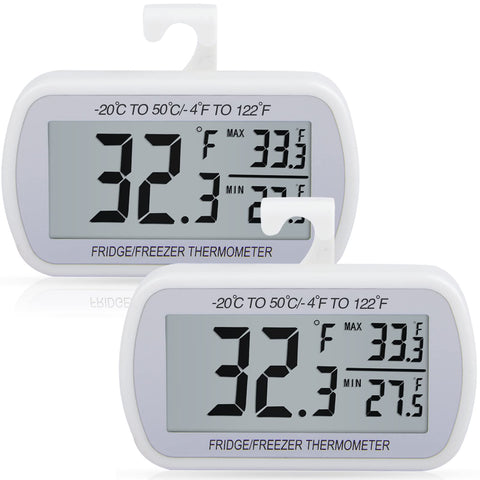 AEVETE 2-pack waterproof thermometer with large LCD for easy fridge readings