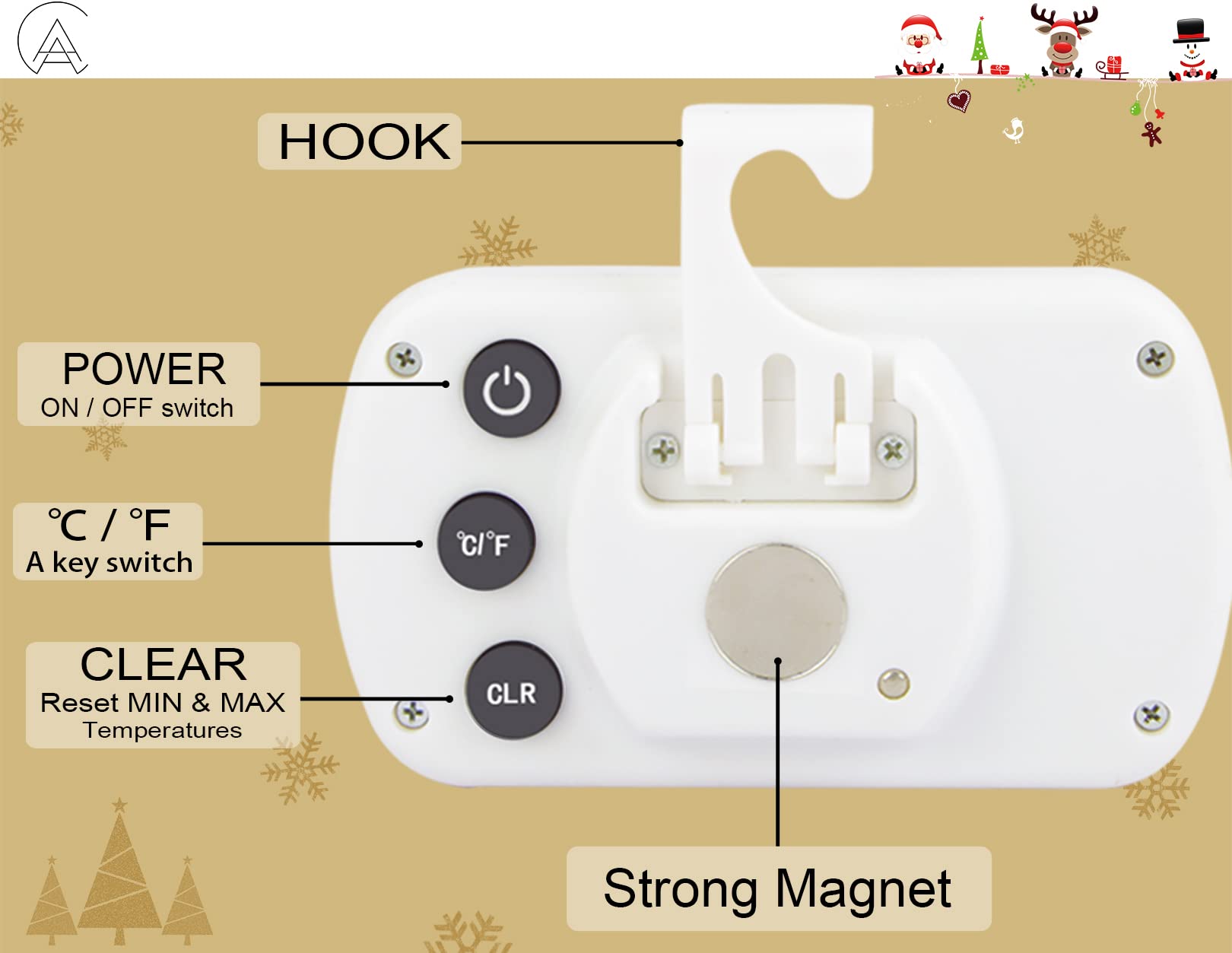 AEVETE IPX3 waterproof design withstands fridge humidity for reliable readings
